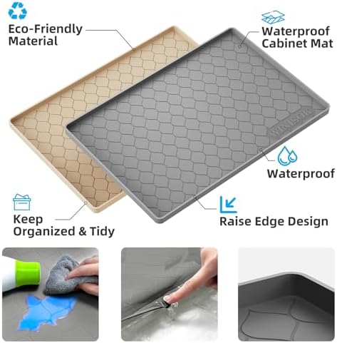 Waterproof Under Sink Mat 34" x 22", Silicone Mat, Dark Gray