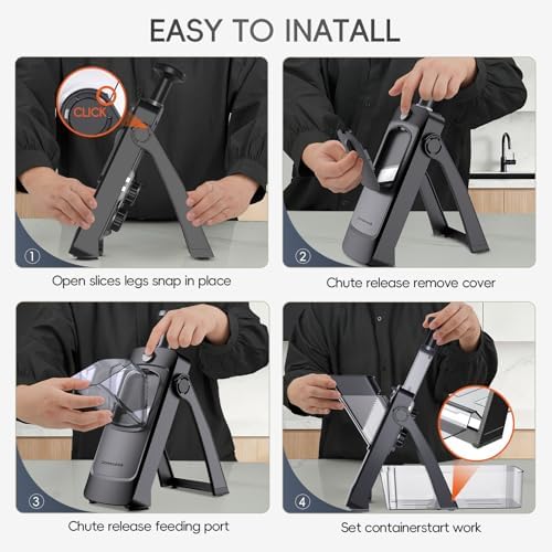 7-in-1 Safe Mandoline Slicer for Kitchen, Vegetable Slicer with Container
