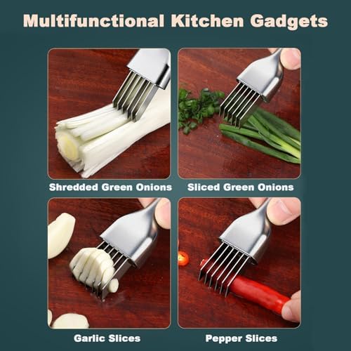 Stainless Steel Green Onion Slicer Cutter with Solid Handle for Garlic