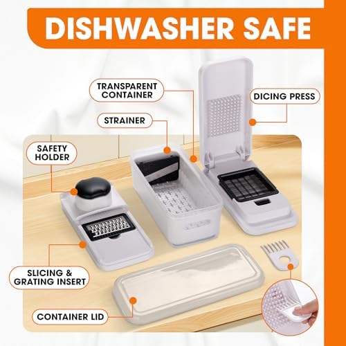 Cheer Collection Vegetable Chopper Slicer with Container Lid – 7 in 1 Mandoline Slicer Dicer Grater Julienne Cutter Kitchen Gadget, Multi Blade Food Chopper for Meal Prep - Image 6