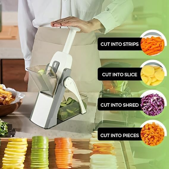 Saker Adjustable Safe Vegetable Slicer,Safe 5-in-1 Mandoline Slicer, Adjustable Vegetable Chopper & Fruit Slicer for Fast Meal Prep, 0.1-8mm Thickness (Orange) - Image 3