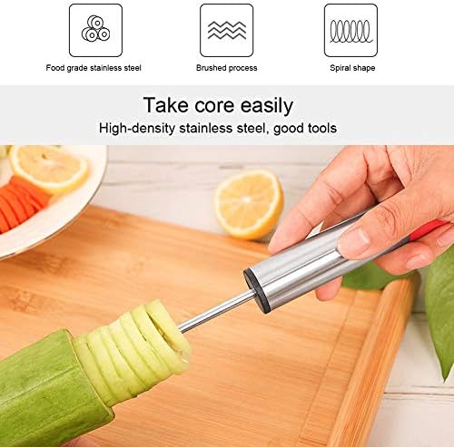 Vegetable Corer Vegetable Drill Red Vegetable Digging Rotating Drill Stainless Steel Fruit Corer For Children Food Salad Making Diy