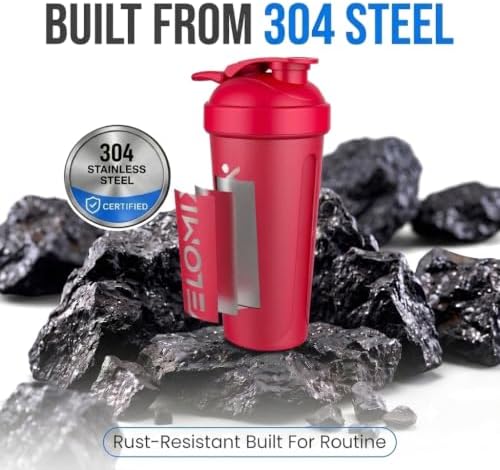VELOMIX 24oz Stainless Steel Shaker Bottle with Wire Whisk (Red) - Image 6