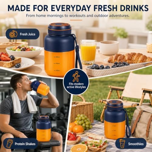 1300ML Wireless Juicer Cup, 180w Portable Wireless Juicer With 38 Blades, Usb Rechargeable Cordless Blender For Fruits Vegetables, On-The-Go Fresh Juice Cup (Blue) - Image 7