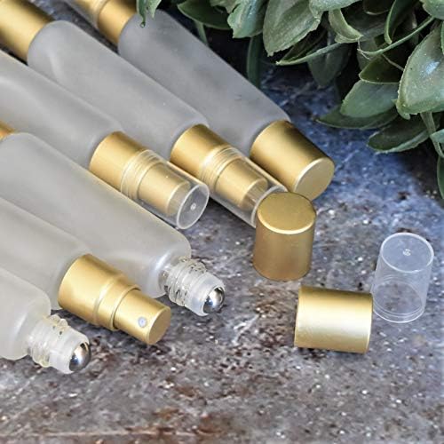 6-Pack Frosted Clear Glass Bottles with Dual Ends – Sprayer & Roller Tops – Leakproof, Quality Essential Oil & Perfume Bottles with Elegant Gold Accents – Refillable Custom Blend Containers - Image 3