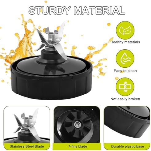 Replacement 24oz Blender Cups with Lid for Ninja, 7 Fins Extractor Blade Compatible with Nutri Auto iQ BN401 BN751 BN801 BL642 BL456 BL480 Foodi SS401 SS101 NN100 NN210 NN102 BL2012 - Image 4