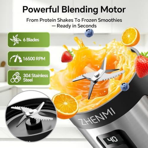 Portable Blender,20oz Personal Blender for Smoothies with 2 Lids - Image 3