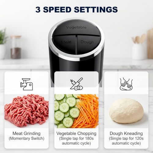 3-in-1 Food Processor, 600W Meat Grinder, Vegetable Chopper & Dough Mixer