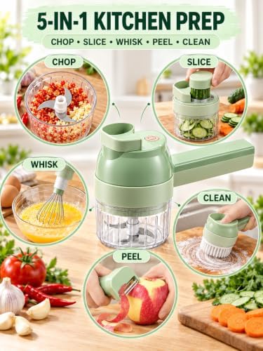 5-in-1 Wireless Handheld Electric Vegetable Chopper (White) - Image 2