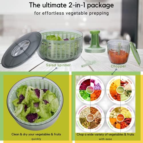 Brieftons 6.34-Quart Large Salad Spinner and Chopper, Lettuce Dryer Washer - Image 5