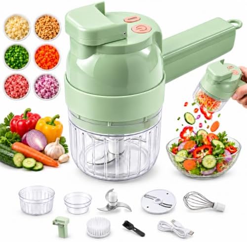 5-in-1 Wireless Electric Vegetable Chopper, Multi-Function Food Processor (Green) by Unknown