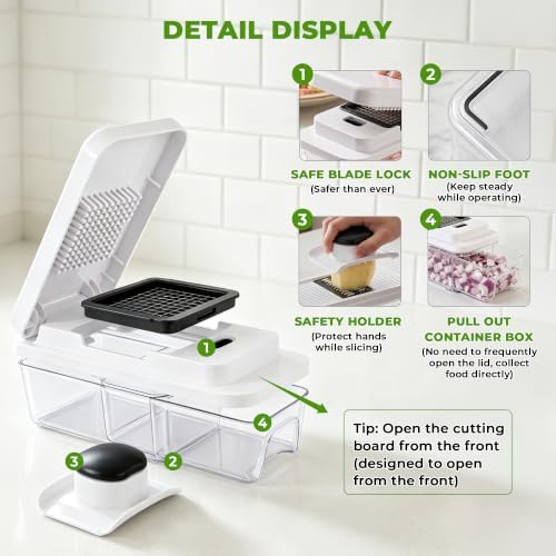 SUSTEAS Vegetable Chopper with Pull-Out Container, 7-Blade Mandolin Slicer - Image 3