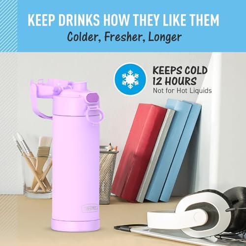 FUNTAINER Water Bottle with Spout, 16oz, Neon Purple