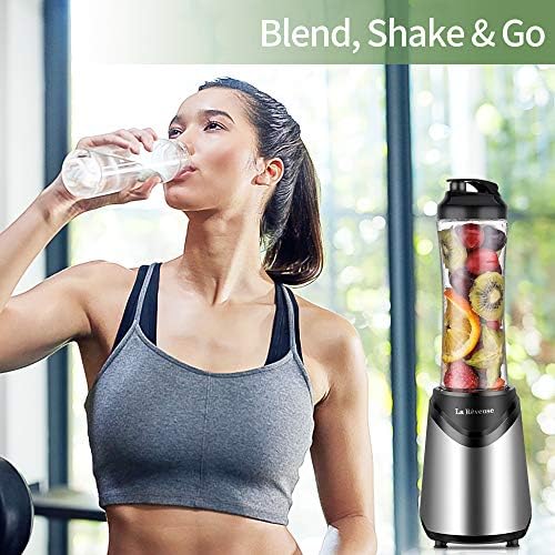 Smoothies Blender Personal Size 300 Watts with 18 oz BPA-Free Portable Travel Sports Bottle, Silver