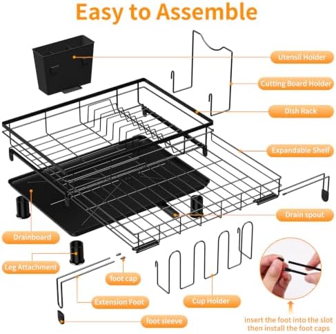 Expandable Dish Drying Rack, Stainless Steel Over Sink Dish Drainer