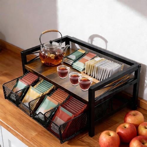 Tea Holder Organizer,Wood Tea Box Organizer Storage Box