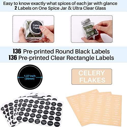 Spice Jars with 372 Labels, 49 Pcs 4.5 oz Glass Seasoning Containers