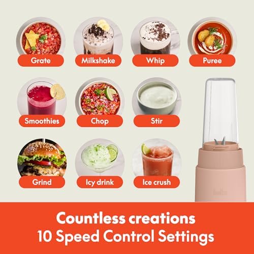 bella 6 Pcs Portable Rocket Blender, Juicer & Smoothie Maker, Press & Twist Design, EverGood™ & BPA Free Dishwasher Safe Parts, 4 Tip Stainless Steel Blade, Cord Wrap, 240 Watt Motor, Blossom - Image 5