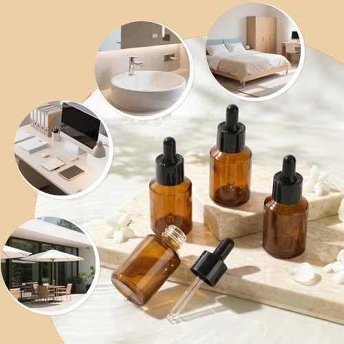 Segbeauty 1oz Amber Glass Dropper Bottles for Travel Toiletries, 4pcs Small Refillable Perfume Oil Bottles with Dropper, 30ml Travel Eye Droppers, Cosmetic Liquids Serum Container with Transfer Tool - Image 5