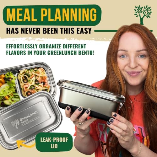 GreenLunch Stainless Steel Bento Box for Adults & Teens, 6 Cup, 2 Piece