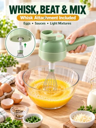 5-in-1 Wireless Handheld Electric Vegetable Chopper (Green) - Image 5