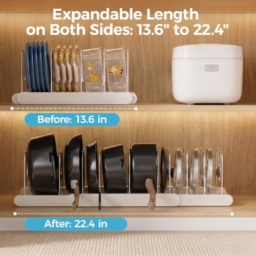 2 Pack Pots and Pans Organizer Under Cabinet, ABS Base, 10 Dividers