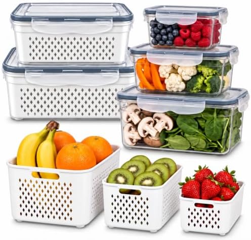 5 Pack Large Fruit Storage Containers for Fridge, Produce Storage Container
