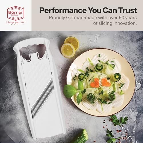Swissmar Borner PowerLine Wave Waffle Cutter – Mandoline Slicer for Potato, Veggie, and Fruit – Create Attractive Waffle Cuts for Apples, Potatoes, and More – White - Image 6