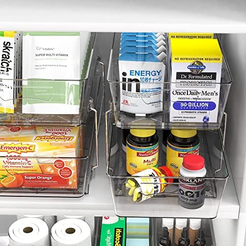 2 Tier Basket Drawer Cabinet Pull-Out Organizer, Clear