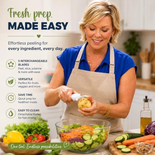 Milex 5-in-1 Electric Vegetable & Fruit Peeler with Pastry Brush, White
