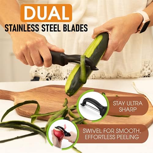 Swivel Vegetable Peeler with Soft Grip Handle, Set of 2, Black
