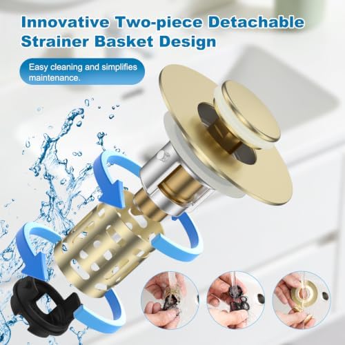 Universal Bathroom Sink Drain Strainer, 3 in 1 Pop Up Stopper