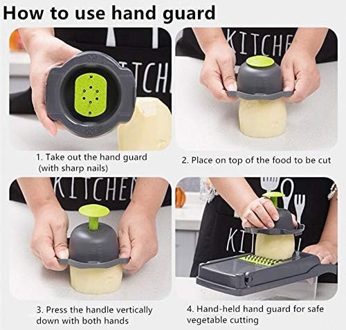 Food Chopper Vegetable-Fruit-Cheese-Onion Chopper Slicer Dicer Tomato Cutter Grater 12 in 1 Veggie Chopper Spiralizer Salad Potato Slicer with Container Multi-function Kitchen Aid Carrot Cutter (Gray)
