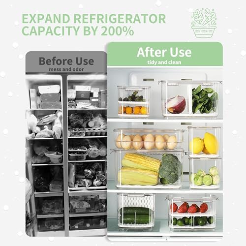 3 Pack Fridge Fruit Storage Containers, Lettuce Keeper Produce Saver
