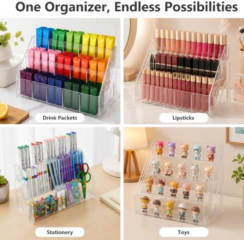 Drink Packet Organizer, 3 Tier Water Flavor Packet Holder with 15 Slots
