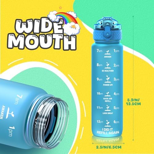 Kids Water Bottle 17 Oz, Tritan, 2 Lids, Straw & Chug, Leakproof