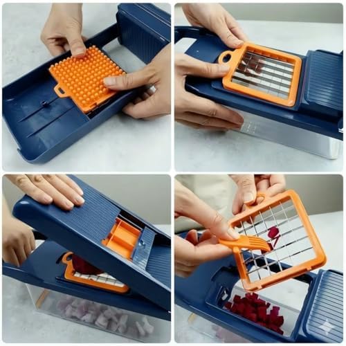 Vegetable Chopper, 16-in-1 Onion Chopper with Container, Food Chopper Dicer and Mandoline Slicer for Meal Prep, All in One Spiralizer Grater Cutter Kitchen Gadgets Set - Image 3