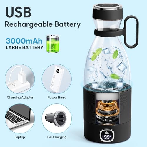 350ml Portable Blender, Fresh Juice Blender for Shakes & Smoothies-Black - Image 6
