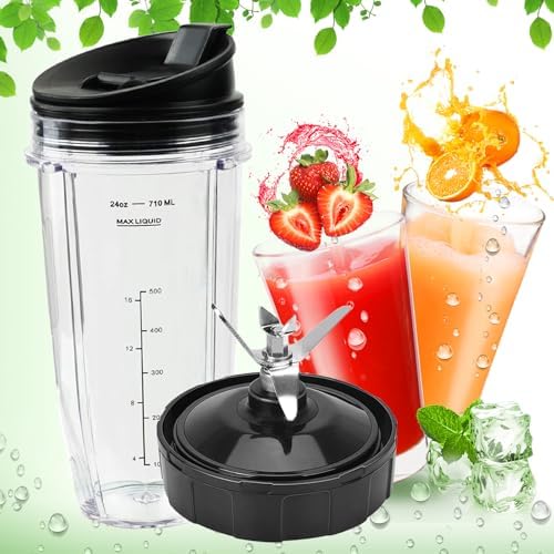 2 Packs Blender Cups & 7 Fins Blender Blade Replacement Compatible with Ninja Blenders BN401 BN751 BN801 BL642 BL480-30 BL490-30 BL640 CT680 CT640C CT641 NN100 NN210 NN102 BL2012 - Image 5