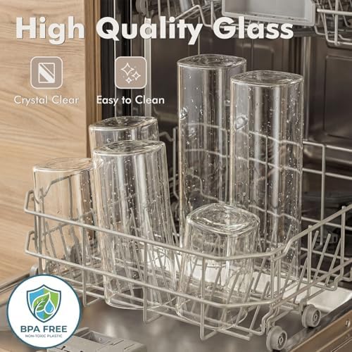 6-Pack 1.2Qt Square Glass Storage Jars with Bamboo Lids