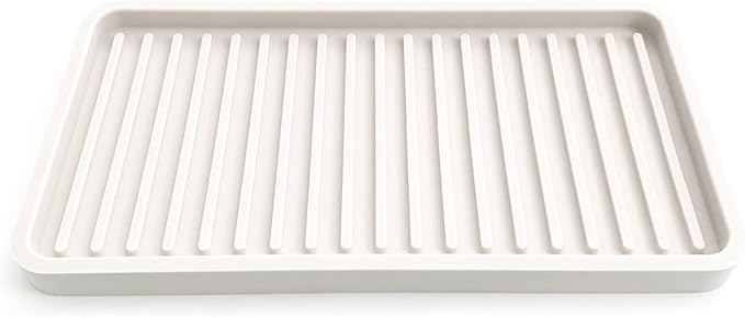 Silicone Sink and Surface Organizer Tray, Sponge Holder, Vanity Tray, Trivet, Heat Safe, Dishwasher Safe, for Bathroom and Kitchen Organization (Vanilla Cream, 10"x5.25")