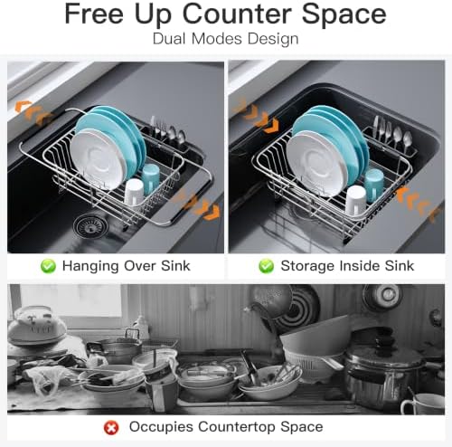 Sink Small Dish Drying Rack with Utensil Holder, for RV, Apartment