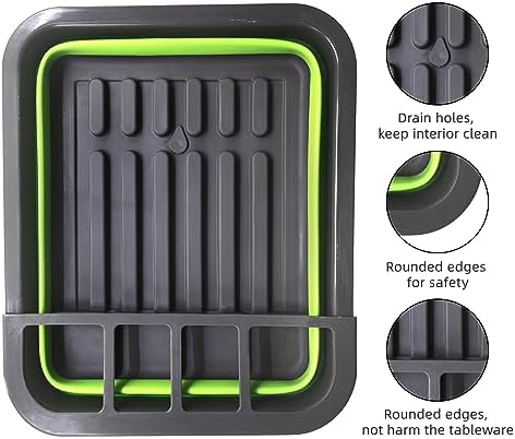 Collapsible Dish Drying Rack for RV Campers Portable Dinnerware Drainer Organizer for Kitchen Travel Trailer-Green
