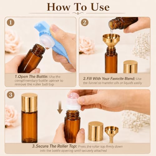 AstraVox 2Pcs 50ml Rose Quartz Refillable Roller Bottles for Essential Oils - Image 5