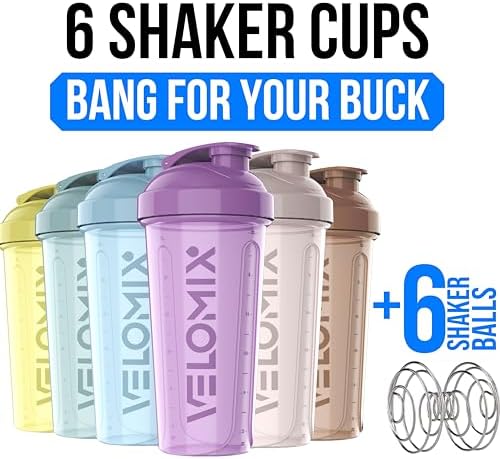 VELOMIX 6 Pack 28oz Protein Shaker Bottle, Pastel Power Series - Image 2