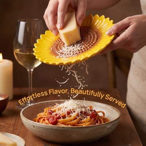 Ceramic Garlic Grater Plate & Spoon Rest, Sunflower Kitchen Decor