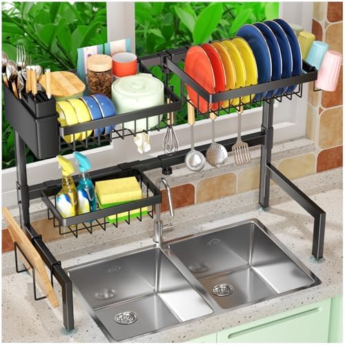2-Tier Over The Sink Dish Drying Rack, Kitchen Dish Drying Rack