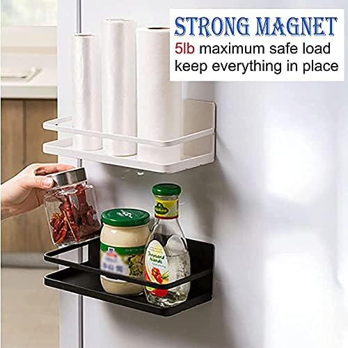 Magnetic Spice Rack Refrigerator Side Magnetic Spice Rack Kitchen Magnetic Shelf Magnetic Fridge Shelf Perfect Space Saver for Kitchen/Apartment 2 Pack (Black)