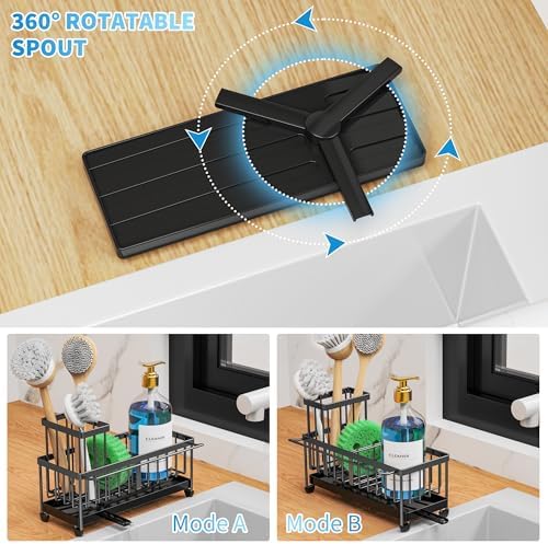 Sponge Holder for Kitchen Sink, Sink Organizer with Towel Rack