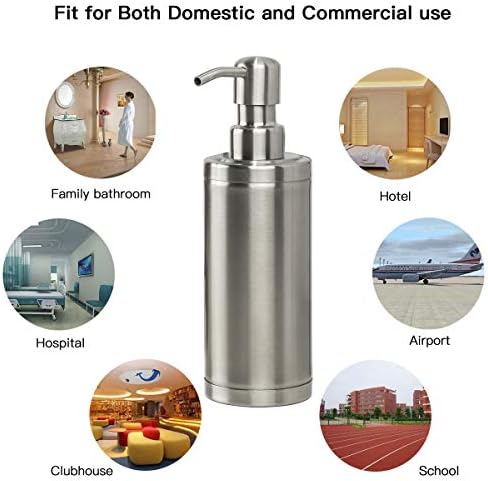 Brushed Nickel Soap Dispenser Stainless Steel Metal Pump Hand Lotion Bottle for Bathroom, Bedroom and Kitchen(300ML/10.15Ounce)